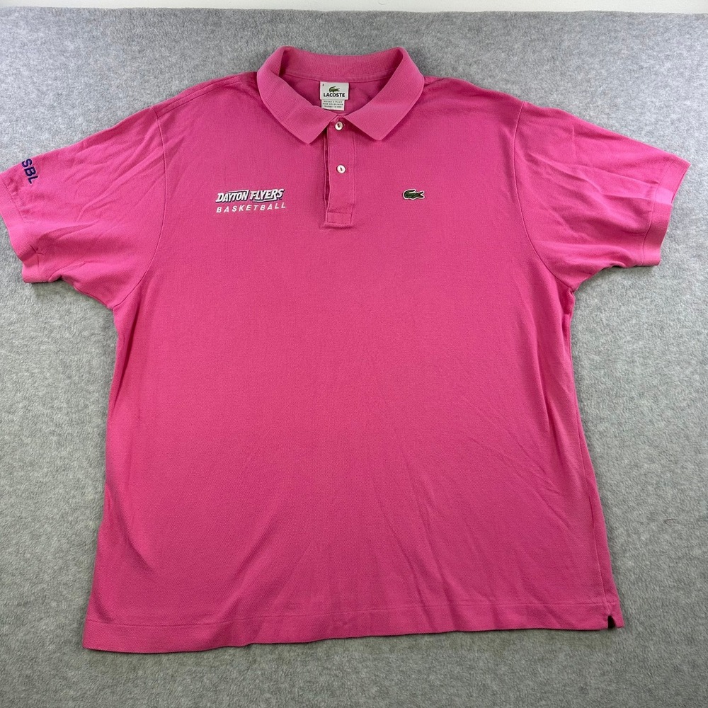 Lacoste Dayton Flyers Basketball Polo Shirt Pink Mens Size 8 3xl 100% Cotton